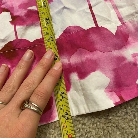 COS Women’s Puff Sleeve Printed Dress Pink Size 10 Barbiecore Flowy Shirt Dress - Picture 6 of 8